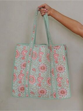 Adley Floral Tote Bag-Mint Green